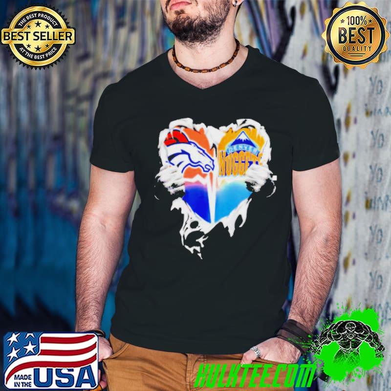Blood Inside Heart Denver Broncos and Denver Nuggets s Guys V Neck Blood Inside Heart Denver Broncos and Denver Nuggets s Guys V Neck