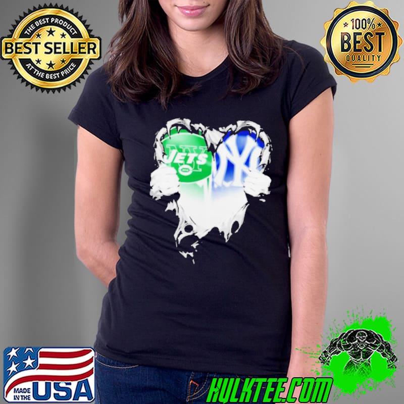 Blood Inside Heart New York Jets And New York Yankees Shirts