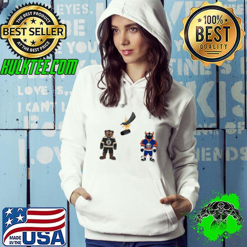 Boston Bruins VS New York Islanders NHL 2024 mascot cartoon hockey shirt