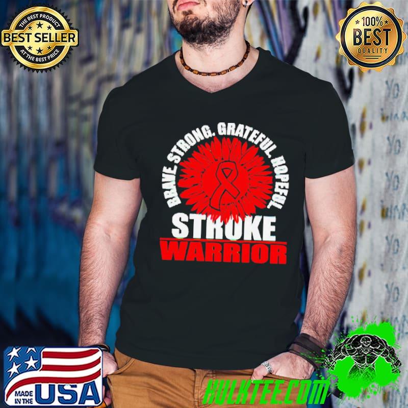 Brace Strong Grateful Hopeful Stroke Survivor Red Awareness Ribbon s Guys V Neck Brace Strong Grateful Hopeful Stroke Survivor Red Awareness Ribbon s Guys V Neck