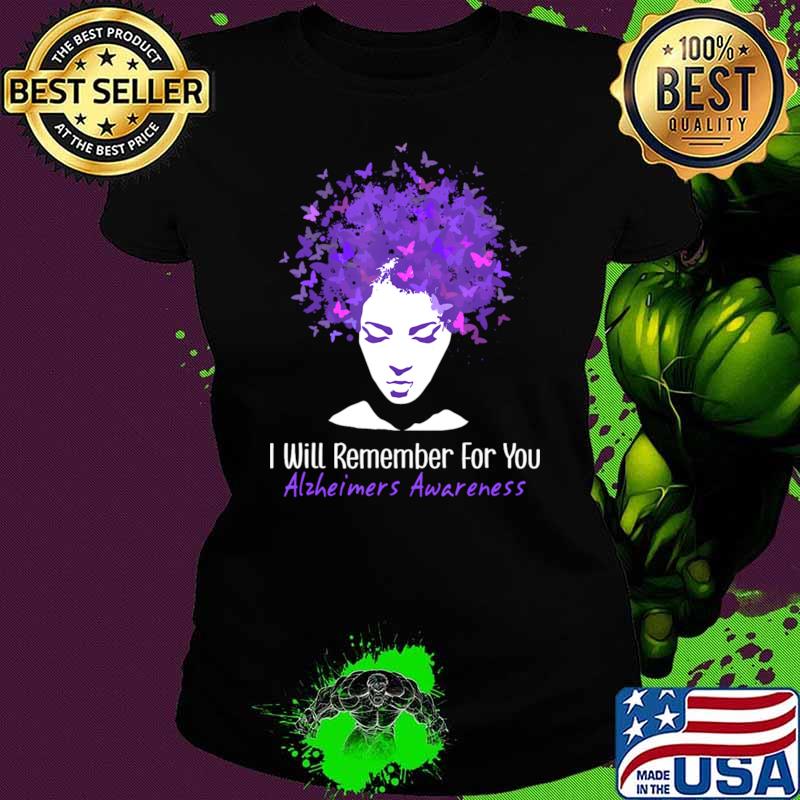 Butterflies I Will Remember Alzheimer's And Brain Awareness T-Shirt