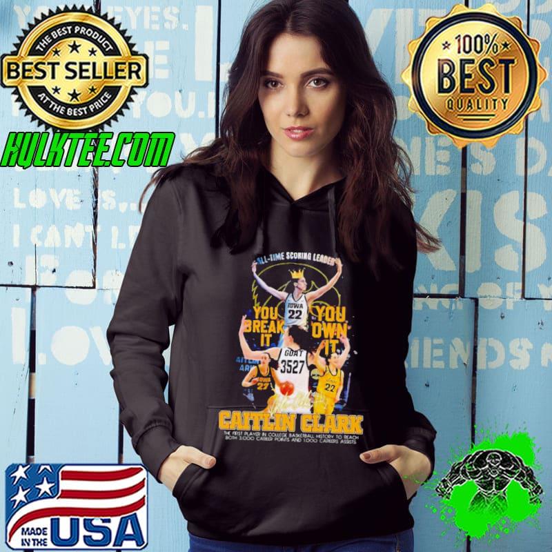 Caitlin Clark Iowa Hawkeyes Basketball All Time Scoring Leader signature shirt