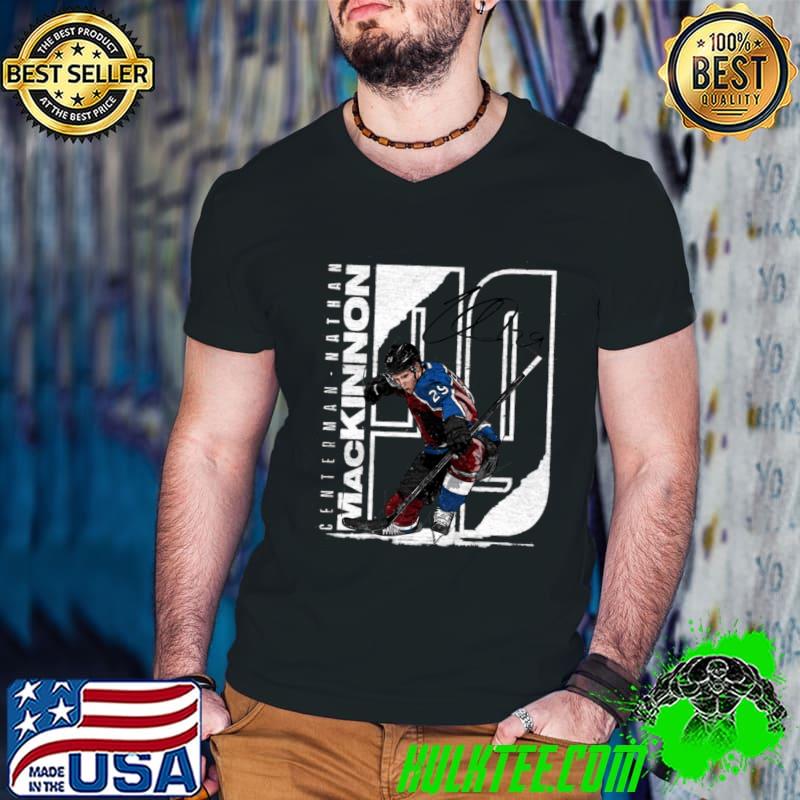 Center Man nathan mackinnon signature canadian palyer ice hockey T-Shirt Guys V Neck Center Man nathan mackinnon signature canadian palyer ice hockey T-Shirt Guys V Neck