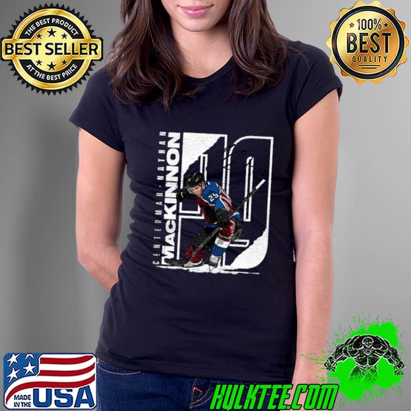 Center Man nathan mackinnon signature canadian palyer ice hockey T-Shirt