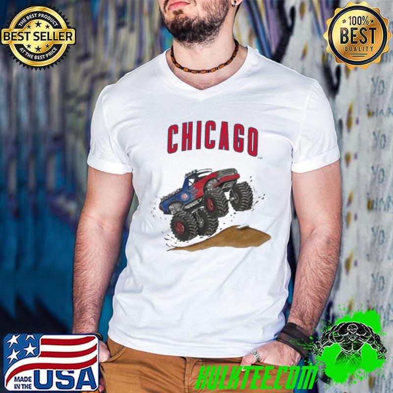 Chicago Cubs Monster Truck MLB Shirt Guys V Neck Chicago Cubs Monster Truck MLB Shirt Guys V Neck