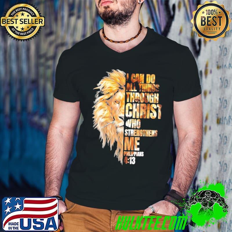 Christian I Can Do All Things Through Christ Lion Faith Lion Shirt Guys V Neck Christian I Can Do All Things Through Christ Lion Faith Lion Shirt Guys V Neck