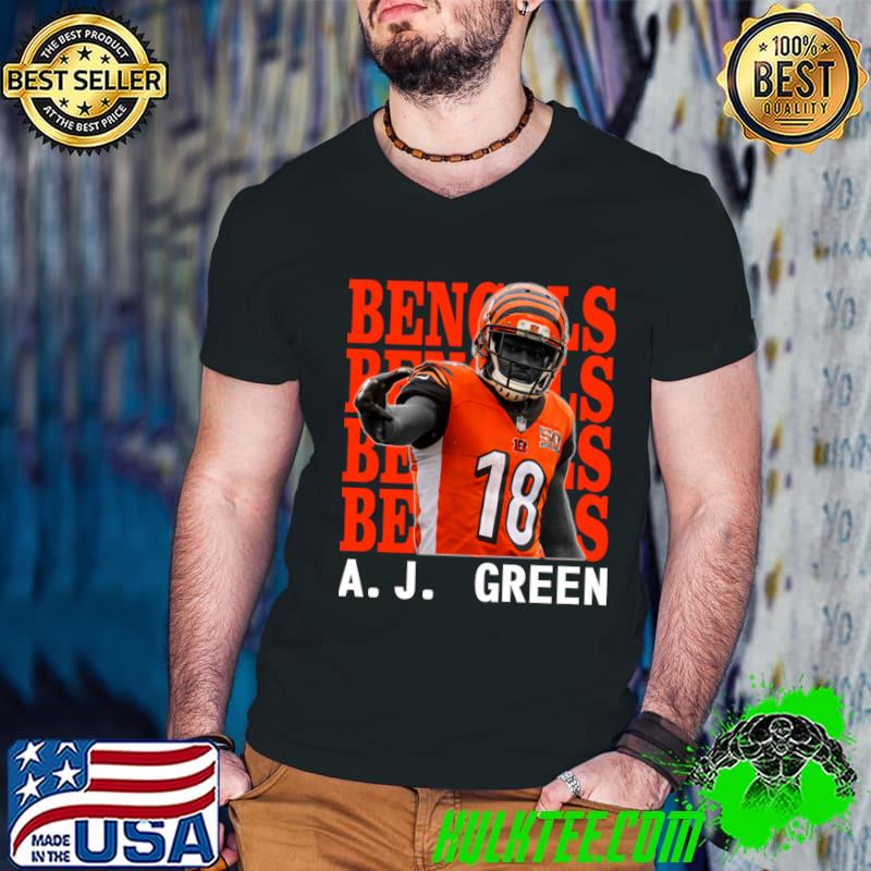 Cincinnati Bengals A.J. Green 18 American former football wide receiver T-Shirt Guys V Neck Cincinnati Bengals A.J. Green 18 American former football wide receiver T-Shirt Guys V Neck
