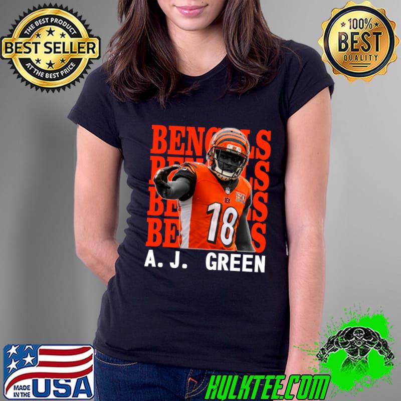 Cincinnati Bengals A.J. Green 18 American former football wide receiver T-Shirt Cincinnati Bengals A.J. Green 18 American former football wide receiver T-Shirt