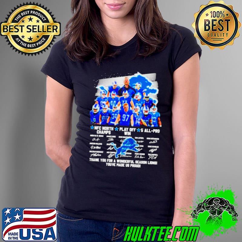 Detroit Lions NFC North Champs play off win 4 all-pro thank you for a wonderful season Lions signatures shirt