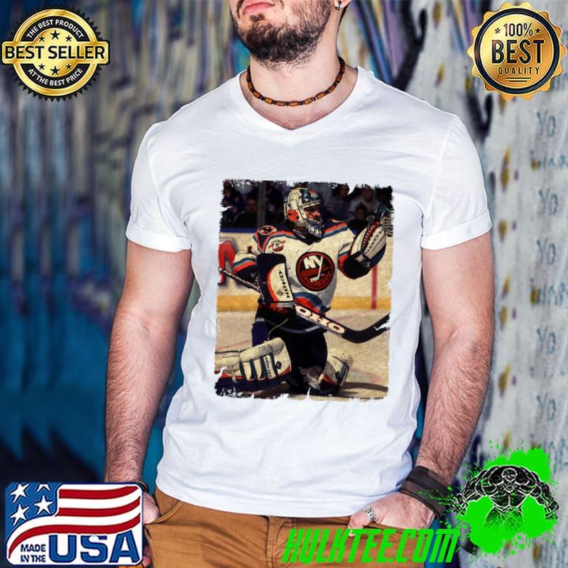 Eric Fichaud Canadian former professional ice hockey goaltender New York Islanders 1998 T-Shirt Guys V Neck Eric Fichaud Canadian former professional ice hockey goaltender New York Islanders 1998 T-Shirt Guys V Neck