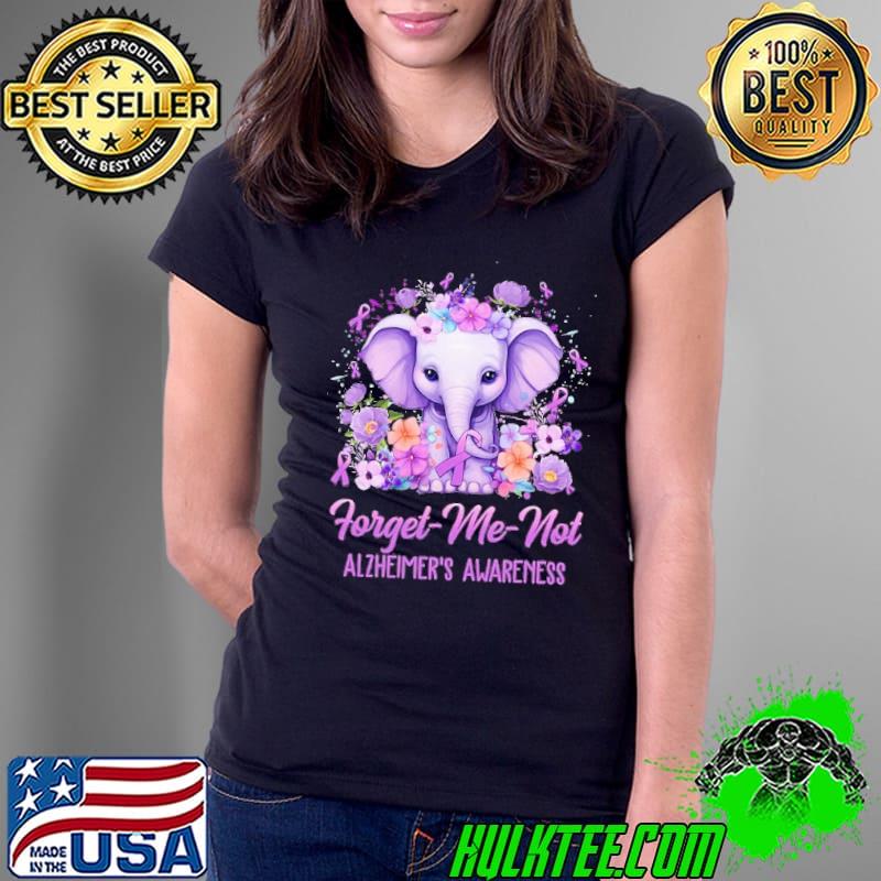 Forget Me Not Alzheimer's Awareness Elephant Flower Shirt