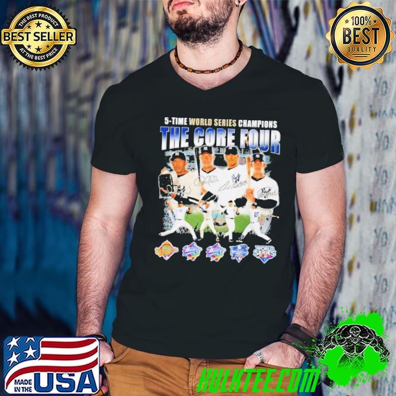 Funny new York Yankees The Core Four 5 Time World Series Champions Signatures Shirt Guys V Neck Funny new York Yankees The Core Four 5 Time World Series Champions Signatures Shirt Guys V Neck