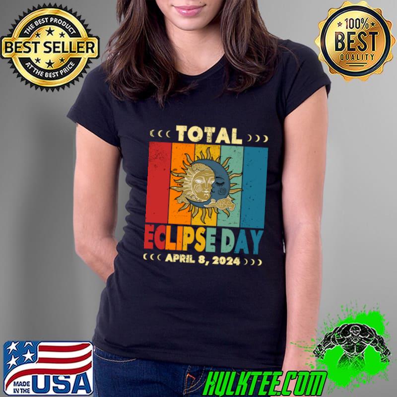 Funny total Solar Eclipse Day April 8 2024 Retro Sun Eclipse T-Shirt