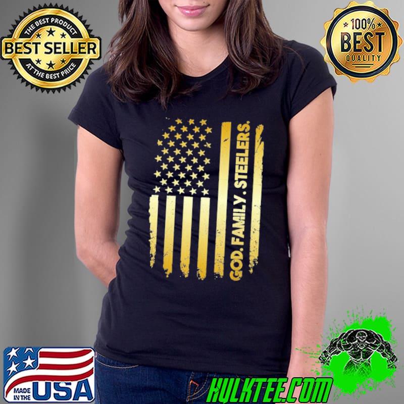 God Family Steelers Pro Us Father's Day Usa Flag Shirt