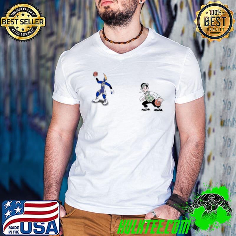 Golden State Warriors VS Boston Celtics NBA 2024 mascot cartoon basketball shirt