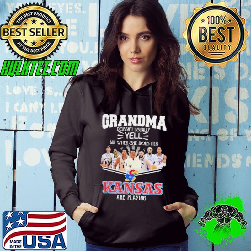 Grandma Doesn’t Usually Yell But When She Does Her Kansas Jayhawks Basketball Are Playing Shirt