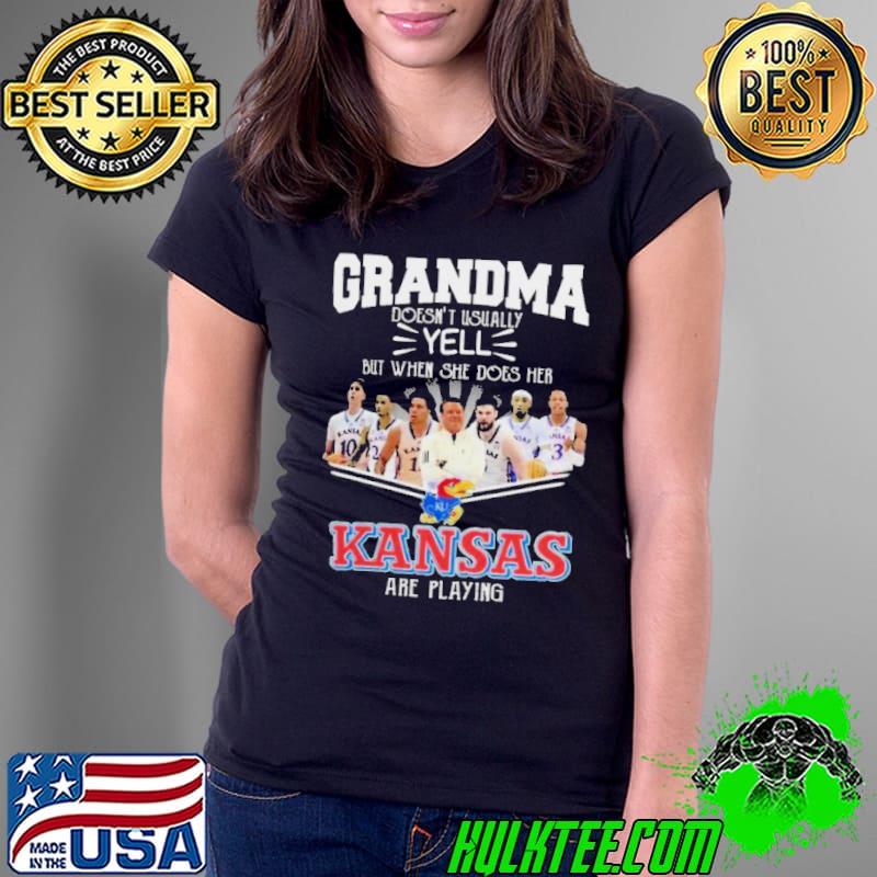 Grandma Doesn’t Usually Yell But When She Does Her Kansas Jayhawks Basketball Are Playing Shirt Ladies Tee Grandma Doesn’t Usually Yell But When She Does Her Kansas Jayhawks Basketball Are Playing Shirt Ladies Tee