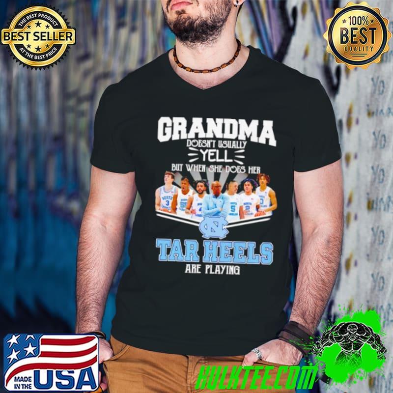 Grandma Doesn’t Usually Yell But When She Does Her North Carolina Tar Heels Basketball Are Playing Shirt Guys V Neck Grandma Doesn’t Usually Yell But When She Does Her North Carolina Tar Heels Basketball Are Playing Shirt Guys V Neck