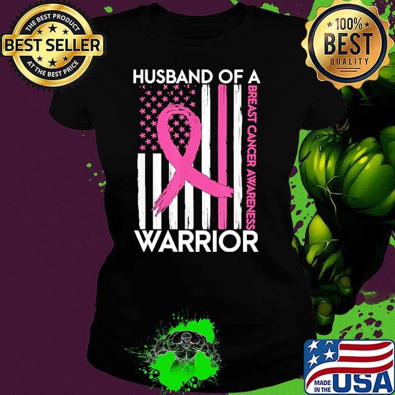Husband Of A Warrior Breast Cancer Awareness Support Squad Usa Flag Shirt