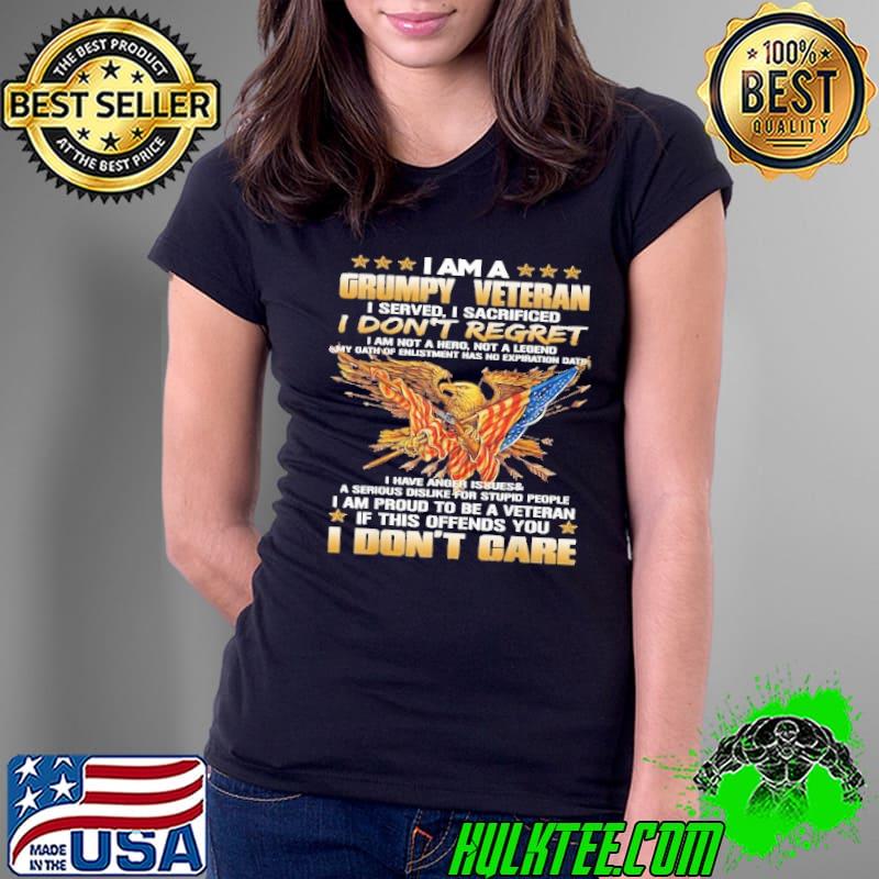 I Am A Grumpy Old Veteran I Served I Sacrificed Don't Care Eagle Usa Flag Shirt