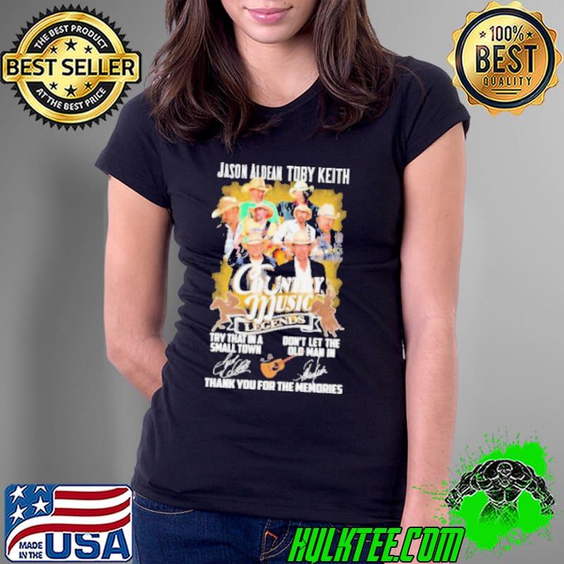 Jason Aldean And Toby Keith Country Music Legends Thank You For The Memories Signatures Shirt Ladies Tee Jason Aldean And Toby Keith Country Music Legends Thank You For The Memories Signatures Shirt Ladies Tee