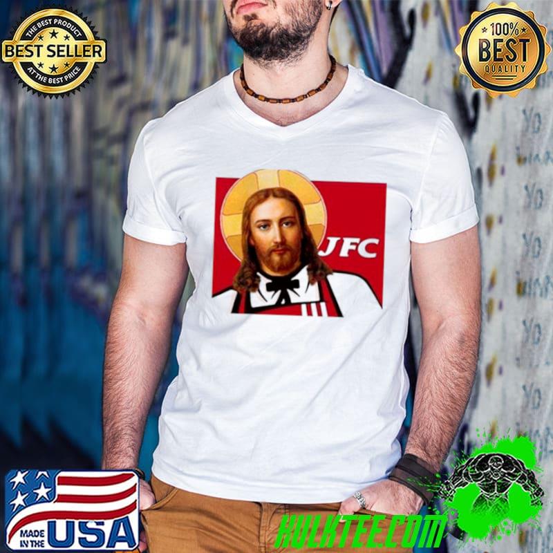 JFC Jesus Fried chicken parody s Guys V Neck JFC Jesus Fried chicken parody s Guys V Neck