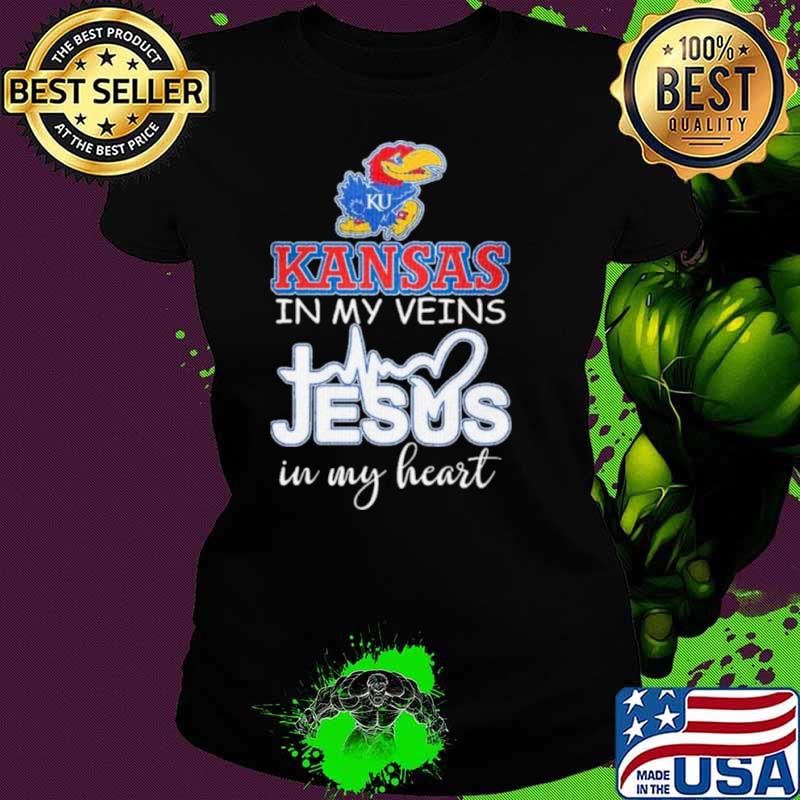 Kansas Jayhawks In My Veins Jesus In My Heart 2024 Shirt