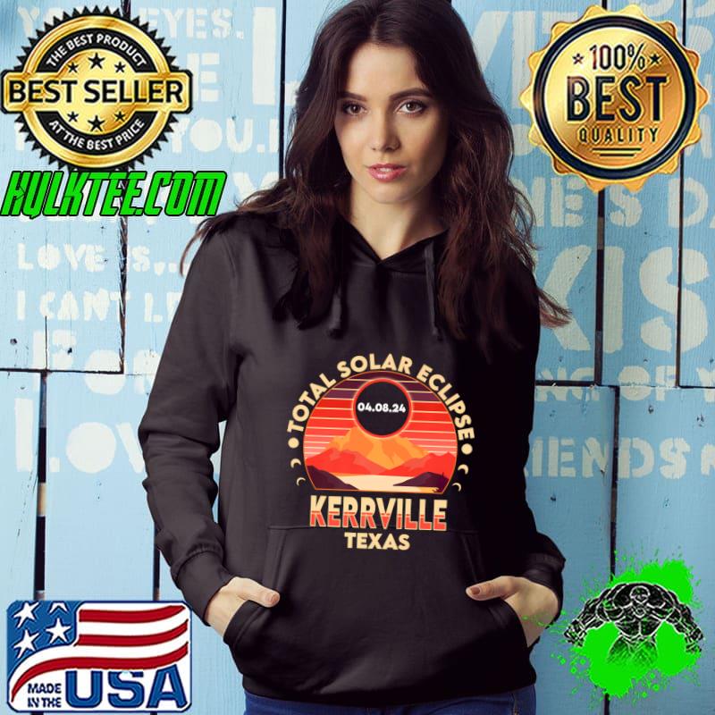 Kerrville Texas Eclipse 2024 Total Solar Eclipse Mountain Vintage Sunset T-Shirt