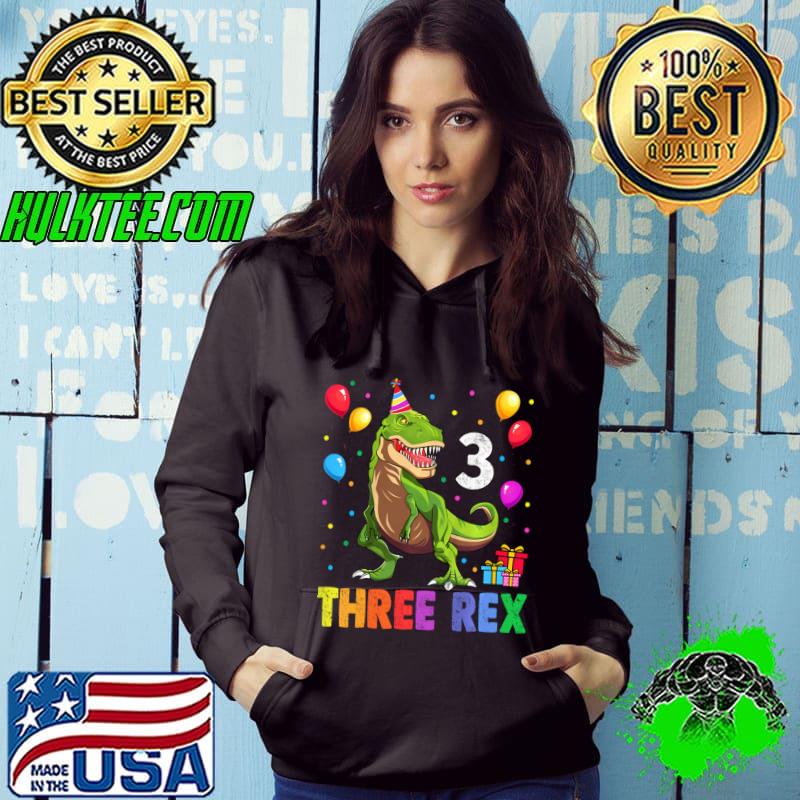 Kids Three Rex 3rd Birthday Third Dinosaur 3 Year Old T-Shirt