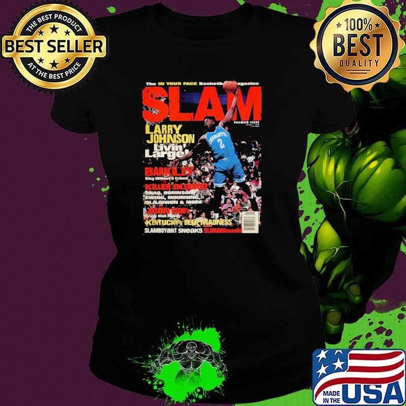 Larry Johnson Charlotte Hornet Livin’ Large Slam Cover Premier Issue shirt