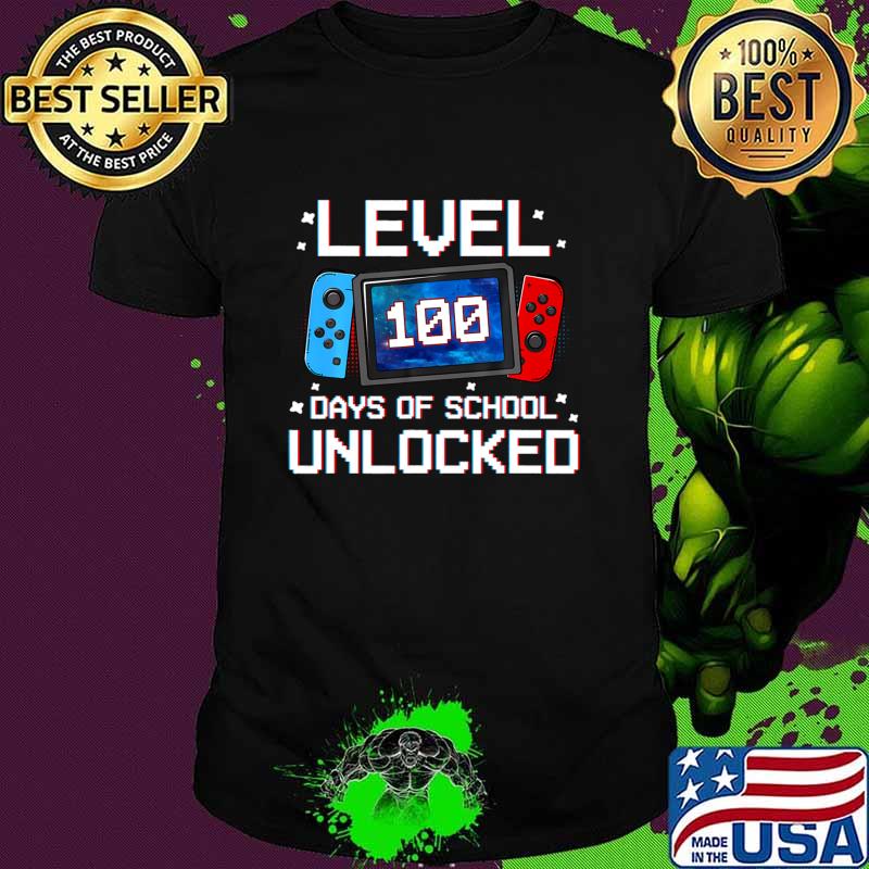 Level 100 Days Of School Unlocked Video Game Gaming Gamer T-Shirt