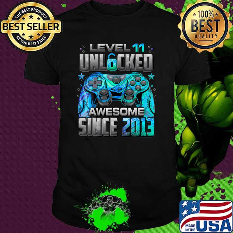 Level Unlocked Awesome Since 2013 11th Birthday Gaming T-Shirt