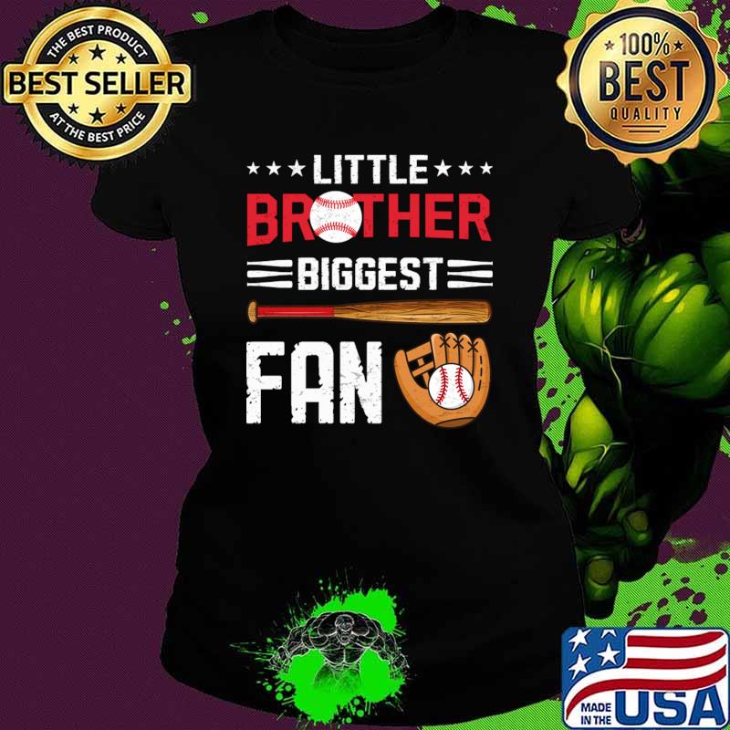 Little Brother Biggest Fan Baseball Family Stars T-Shirt
