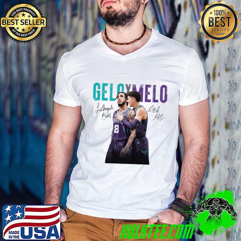 Melo Ball & Gelo Ball Signature American professional basketball player for the Charlotte Hornets T-Shirt Guys V Neck Melo Ball & Gelo Ball Signature American professional basketball player for the Charlotte Hornets T-Shirt Guys V Neck
