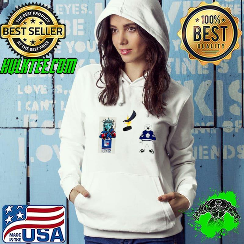 New York Rangers VS Toronto Maple Leafs NHL 2024 mascot cartoon hockey shirt