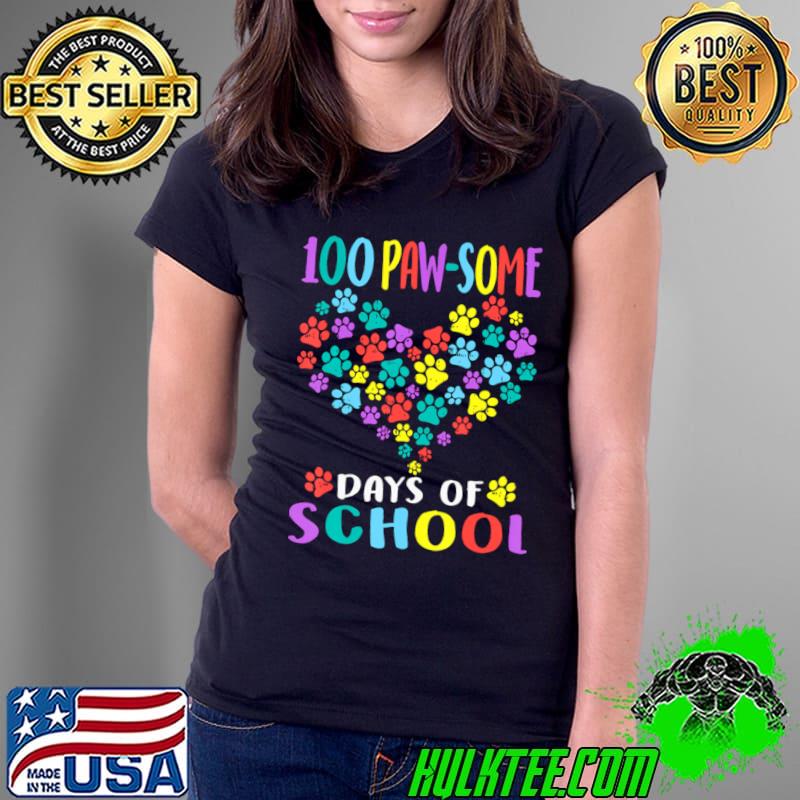 Official 100 Paw-some Days of School Dog Cat 100th Day School T-Shirt Official 100 Paw-some Days of School Dog Cat 100th Day School T-Shirt