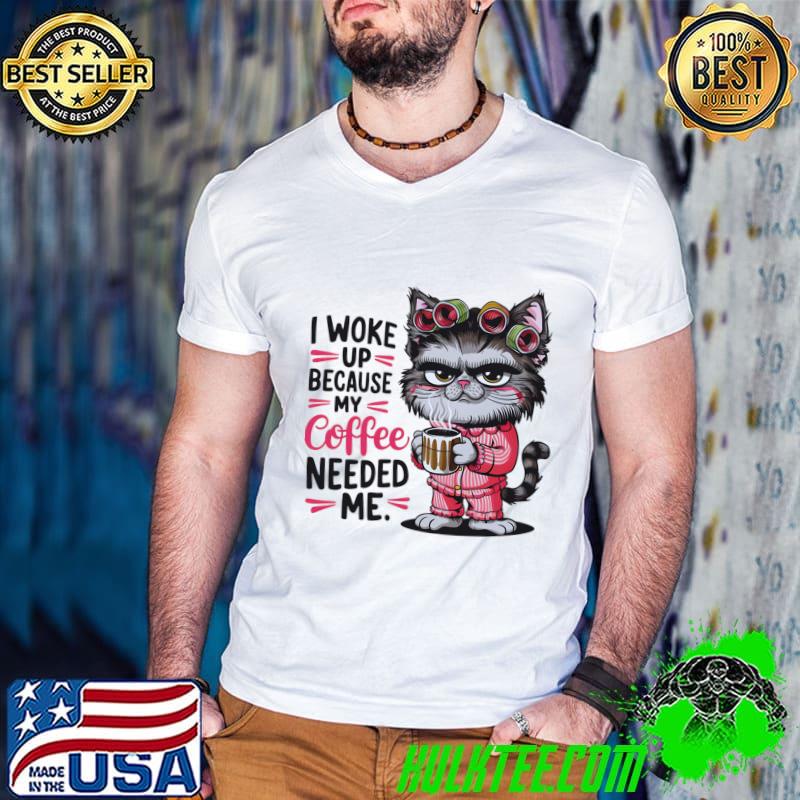 Official coffee cat i woke up because my coffee needed me T-Shirt Guys V Neck Official coffee cat i woke up because my coffee needed me T-Shirt Guys V Neck