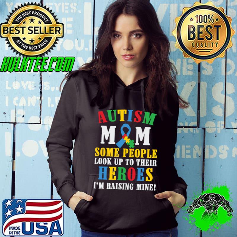 Ribbon Puzzle Autism Awareness Some People Look Up To Their Heroes T-Shirt Hoodie Ribbon Puzzle Autism Awareness Some People Look Up To Their Heroes T-Shirt Hoodie