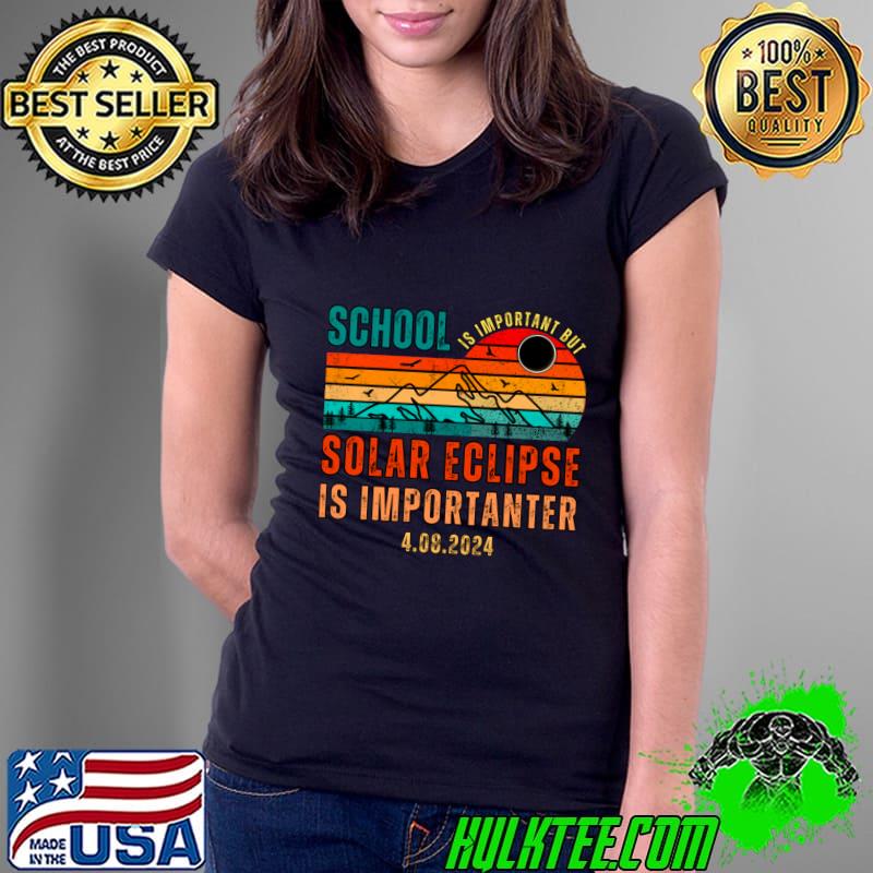 School is important but solar eclipse is importanter mountain vintage sunset T-Shirt