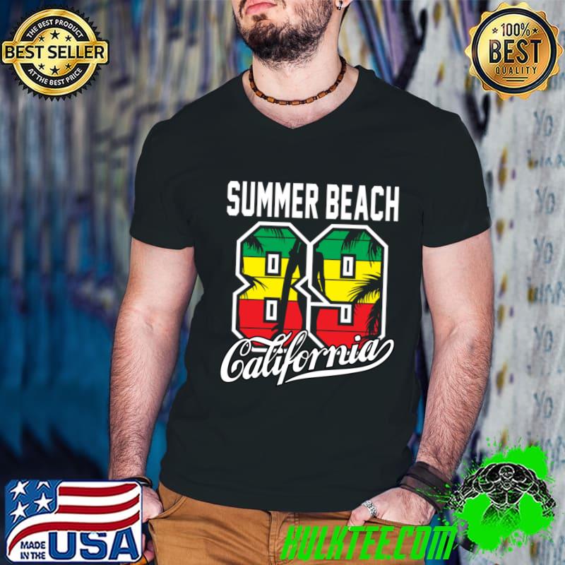 Summer Beach California Palms Tree 89 Retro T-Shirt Guys V Neck Summer Beach California Palms Tree 89 Retro T-Shirt Guys V Neck