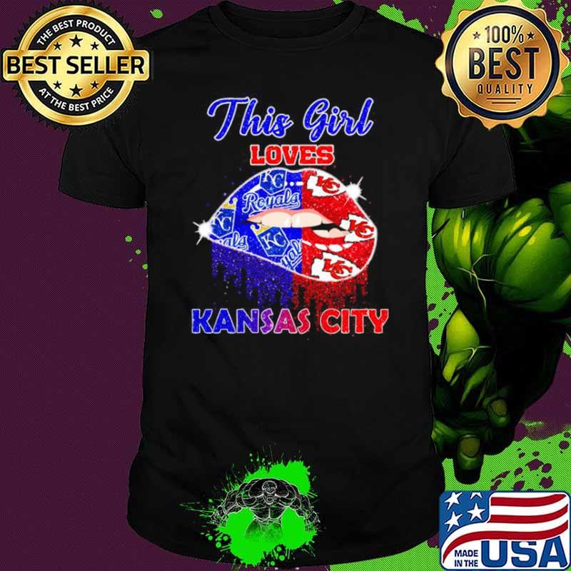 This Girl Loves Her Kansas City Chiefs And Kansas City Royals Lips Diamonds Shirt