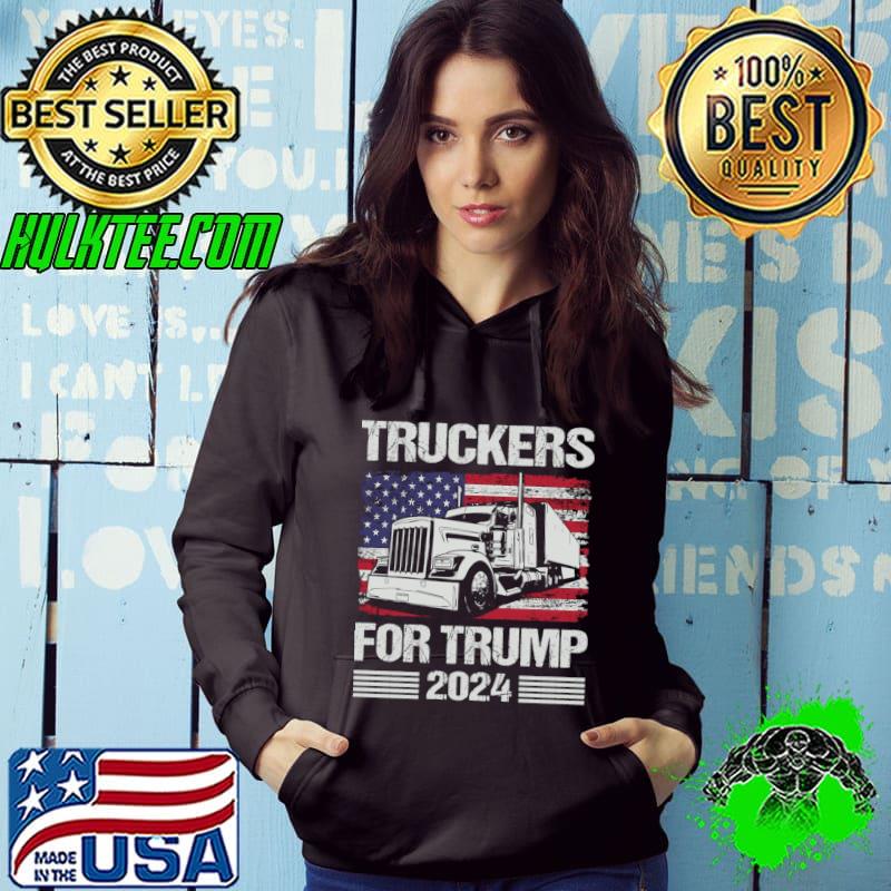 Top truckers For Trump 2024 American Flag Election T-Shirt Hoodie Top truckers For Trump 2024 American Flag Election T-Shirt Hoodie