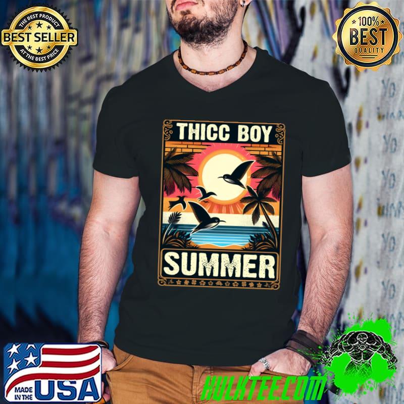 Tropical Thicc Boy Summer with Palm Tree Sunset T-Shirt
