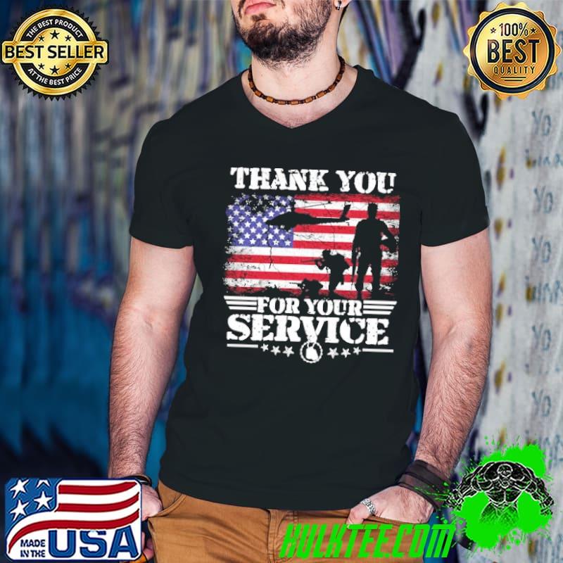 Vintage Veteran Thank You For Your Service American flag shirt