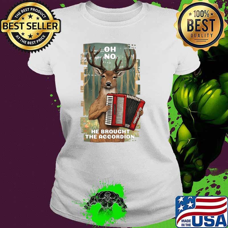 Weird deer playing accordion hunting western nature T-Shirt
