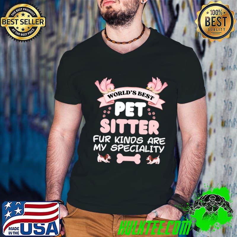 World's Best Fur Kinds Are My Speciality Pet Sitting Award T-Shirt Guys V Neck World's Best Fur Kinds Are My Speciality Pet Sitting Award T-Shirt Guys V Neck