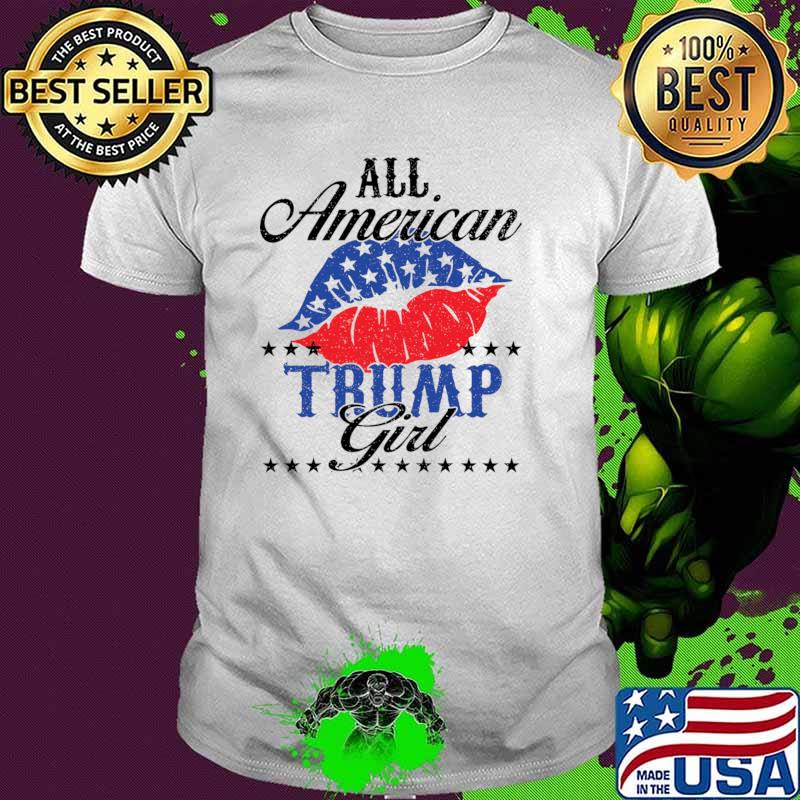 All American Trump Girl Lip Usa Flag Election 2024 T-Shirt