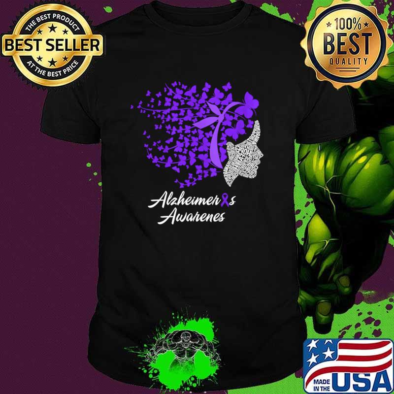 Alzheimer's Awareness Alzheimers Purple Butterflies T-Shirt