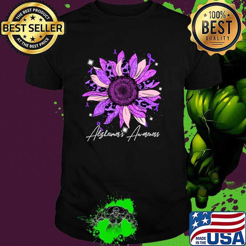 Alzheimer's Awareness Ribbon Purple Sunflower Ribbon Hope T-Shirt