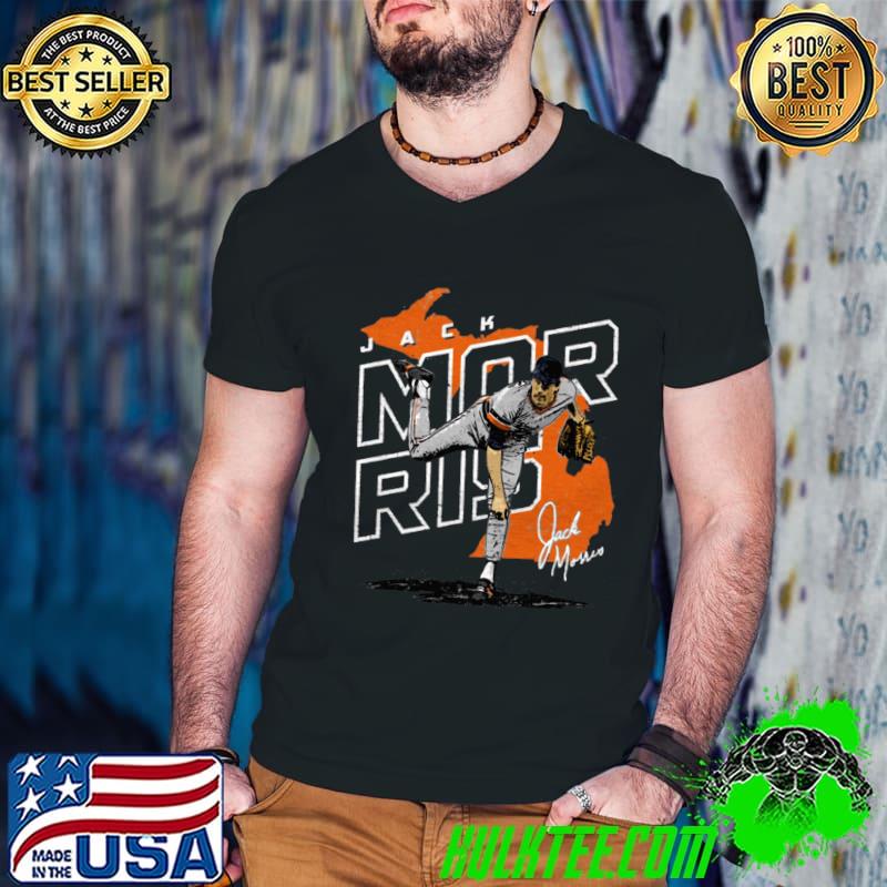 American former professional baseball starting pitcher jack morris player map T-Shirt